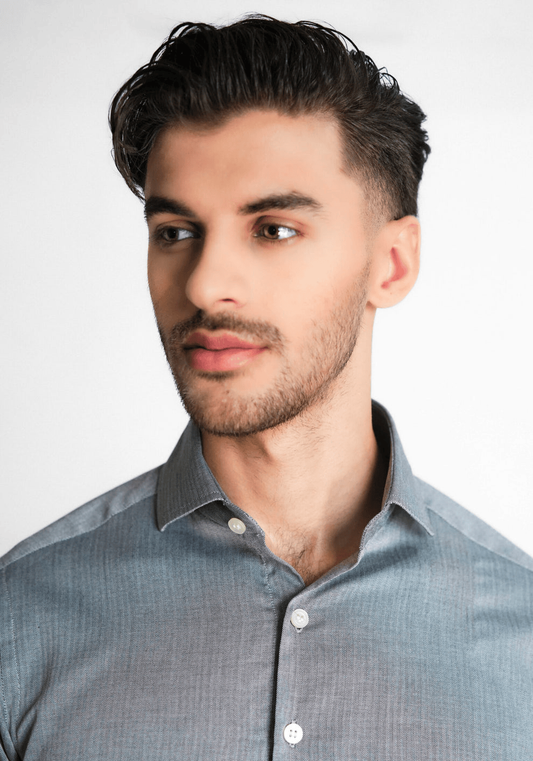 Soft Grey Herringbone Shirt