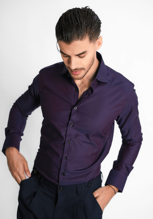 Soft Two Tone Plum Shirt - Easy Iron