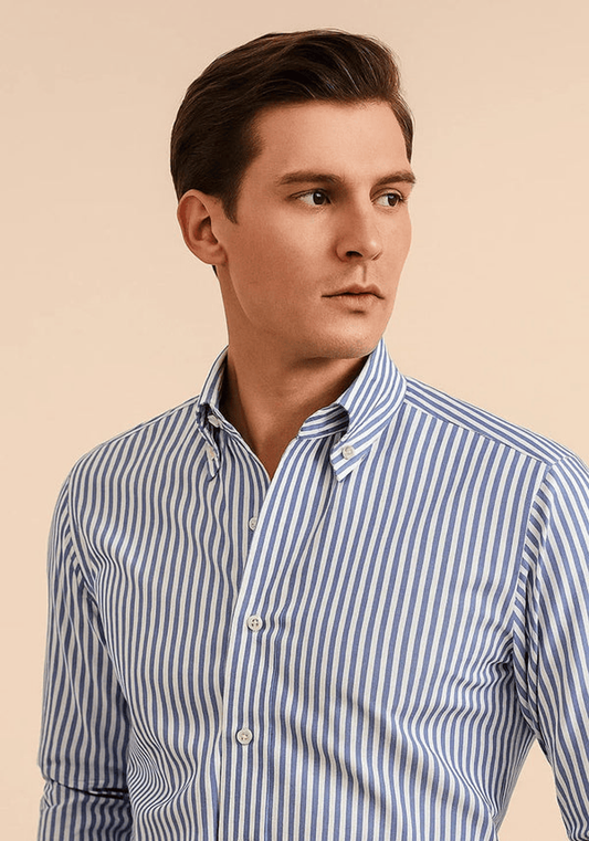 Sky Blue Striped Shirt - Easy Iron