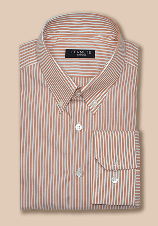 Tangerine Narrow Stripes 60's Poplin Shirt