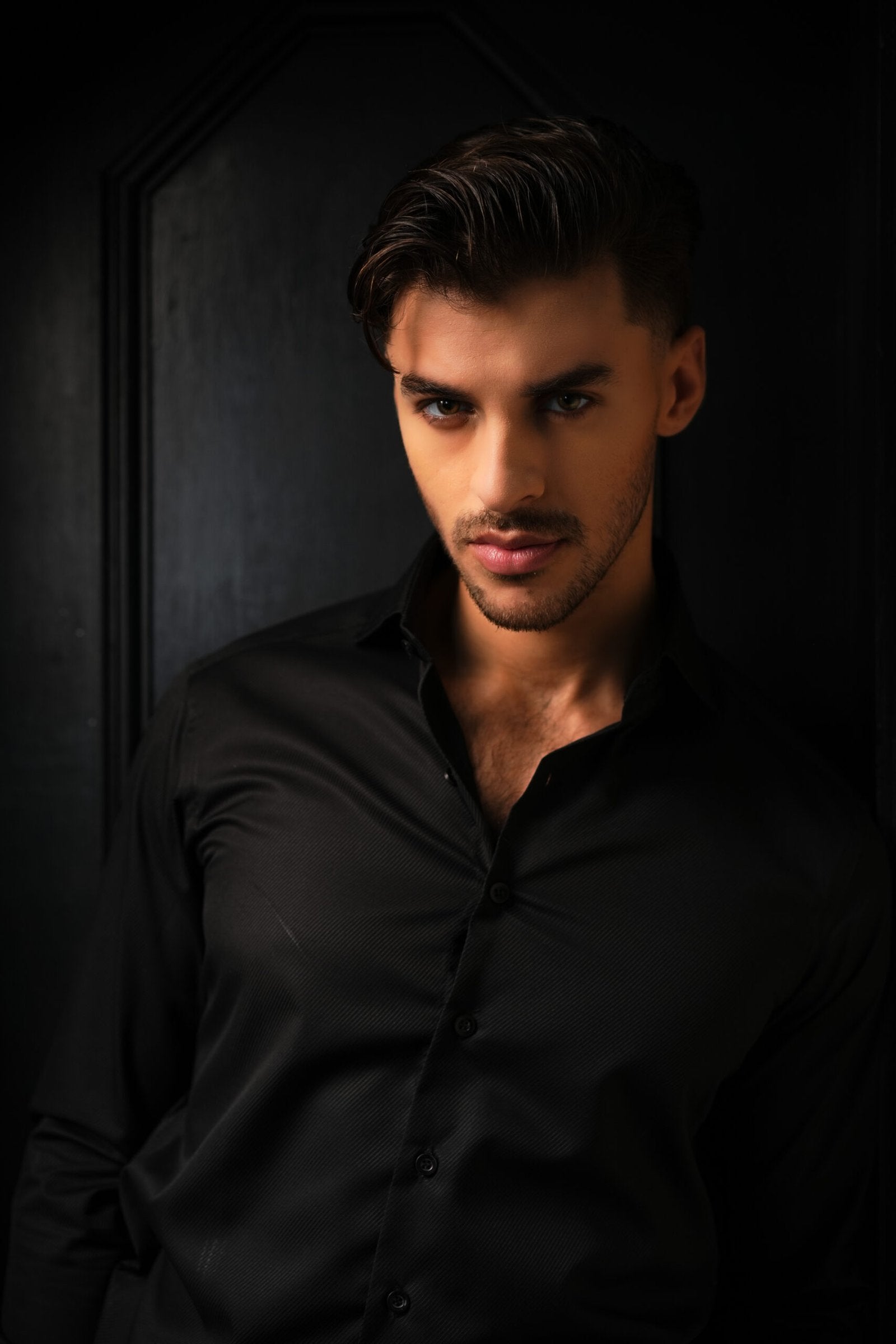 Black Glossy Twill Shirt