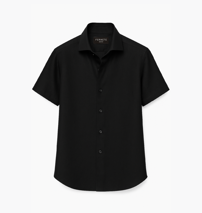 Black Linen Half Sleeves Shirt