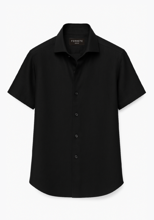 Black Linen Half Sleeves Shirt