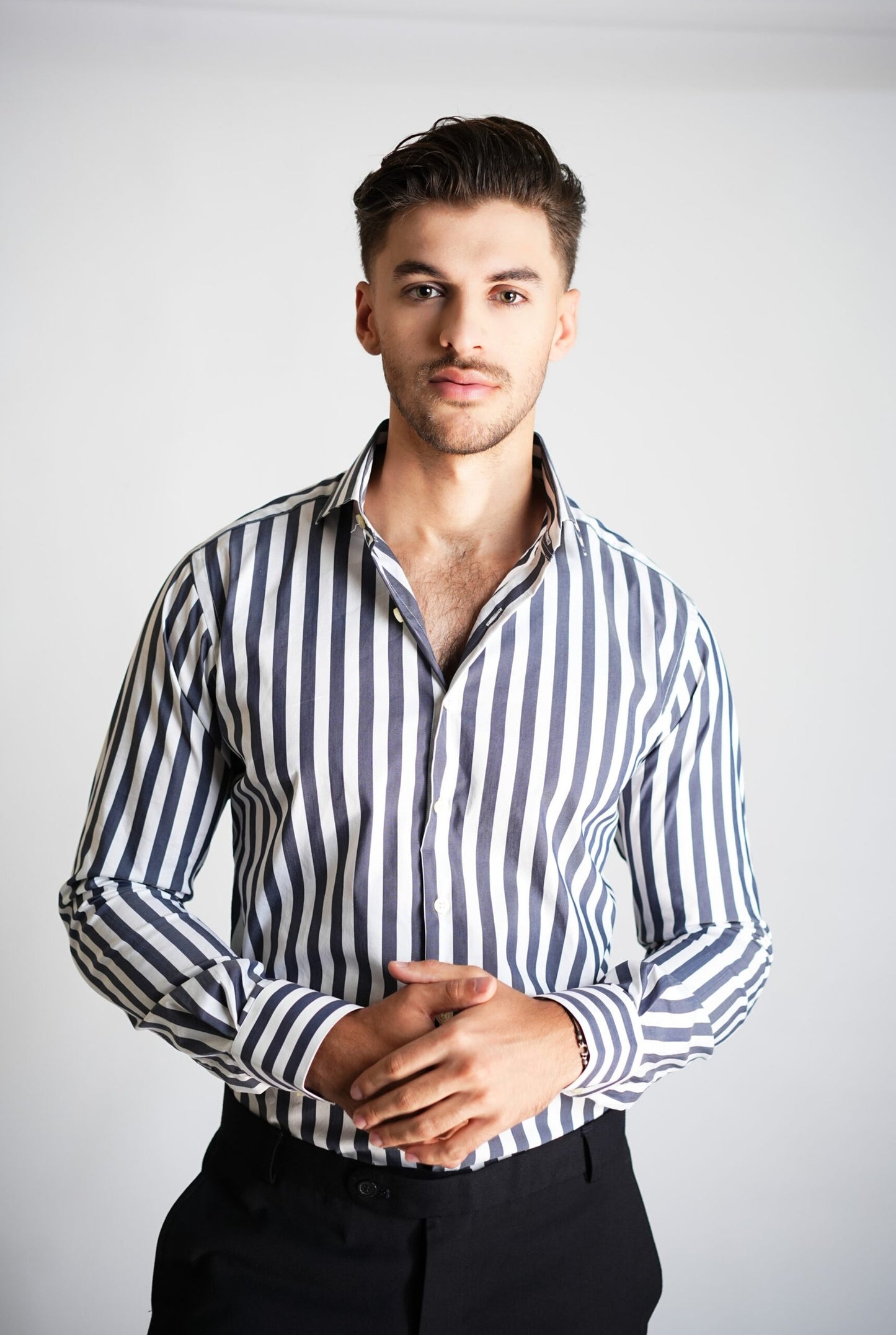 Charcoal Bold Stretch Stripes Shirt