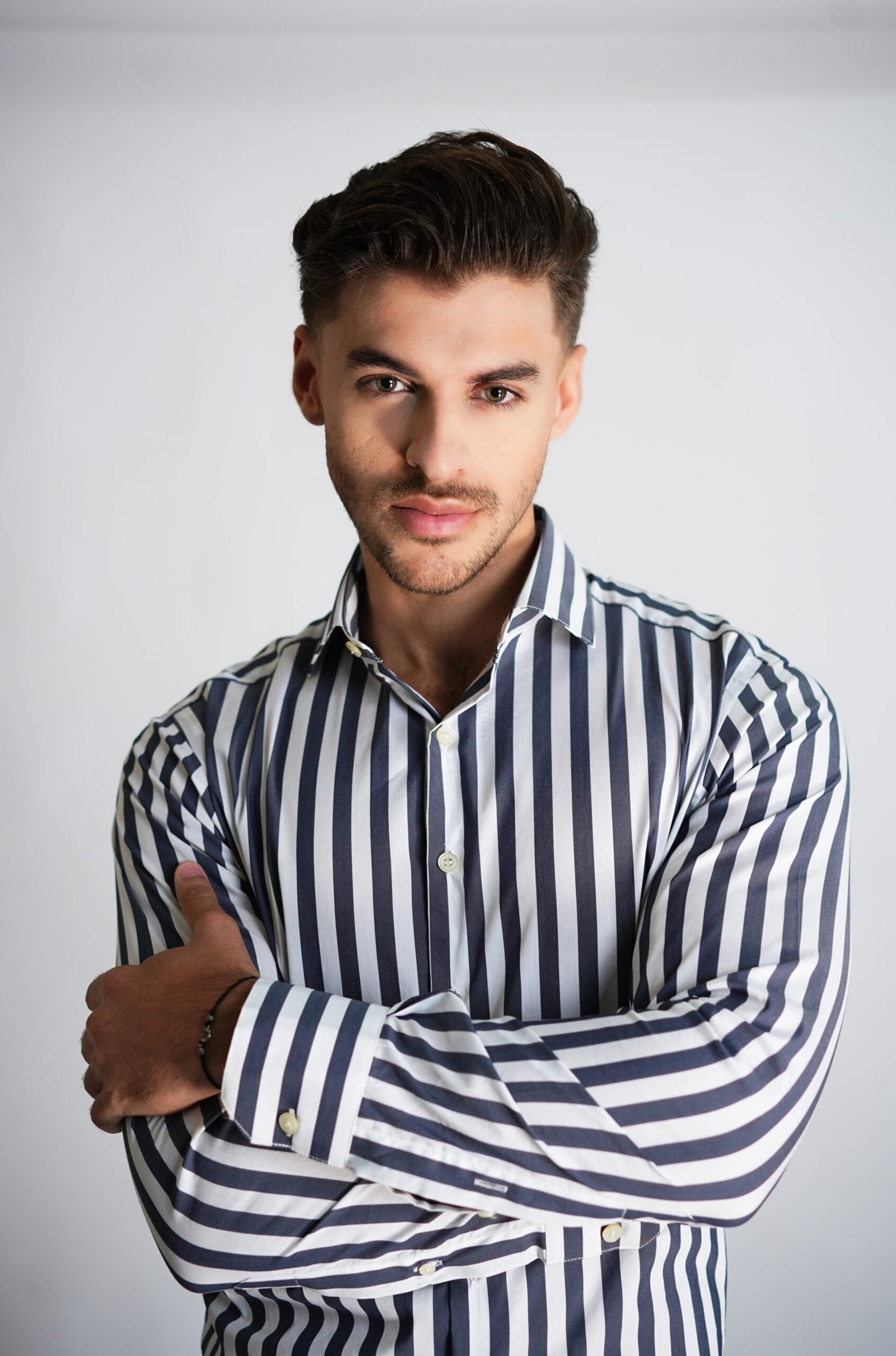 Bold Charcoal Stretch Stripes Shirt