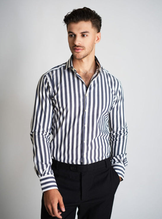Charcoal Bold Stretch Stripes Shirt