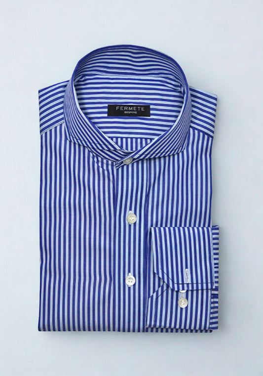 Crisp Dual Blue Striped Shirt - Extreme Collar