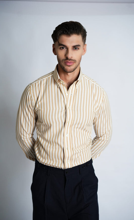 Desert Tan Striped Pinpoint Shirt