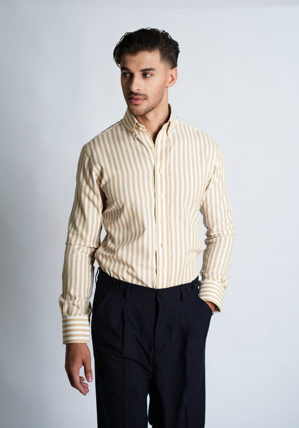 Desert Tan Striped Pinpoint Shirt