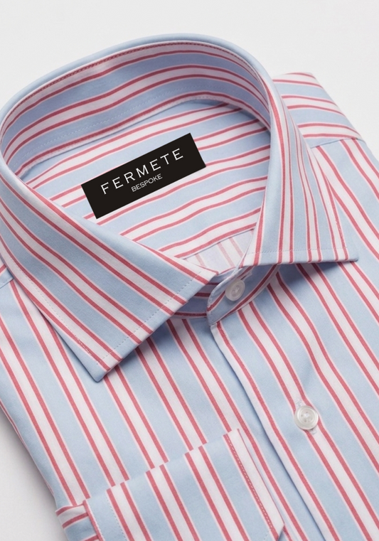 Dual Pink On Ice Blue Performance Stripes Shirt