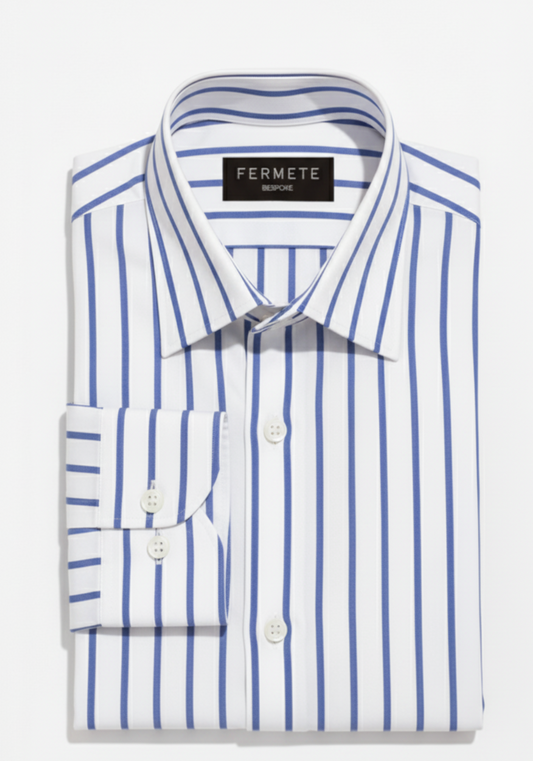 Egyptian Blue Wide Stripes Poplin Shirt