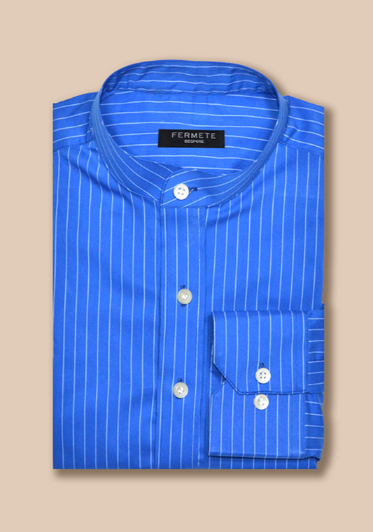 French Blue Pencil Stretch Stripes Shirt