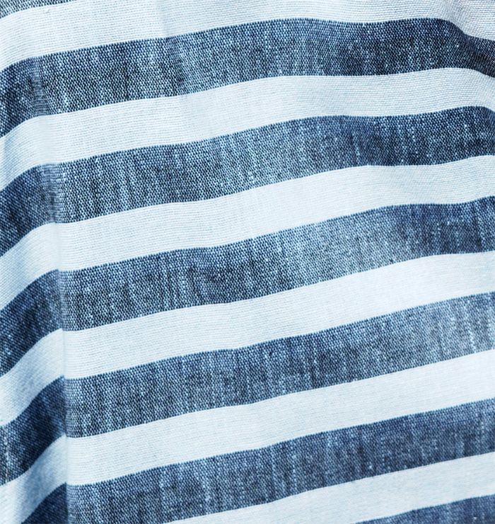 Grey Blue Bold Cotton Linen Stripes