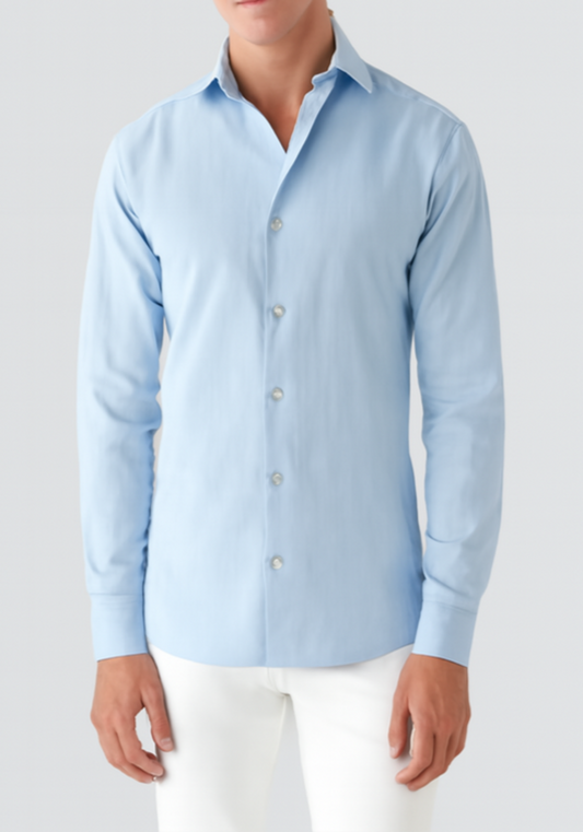 Ice Blue Crisp Linen Shirt