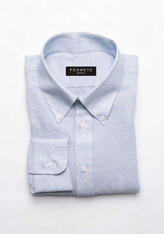 Ice Blue Linen Shirt - Button Down