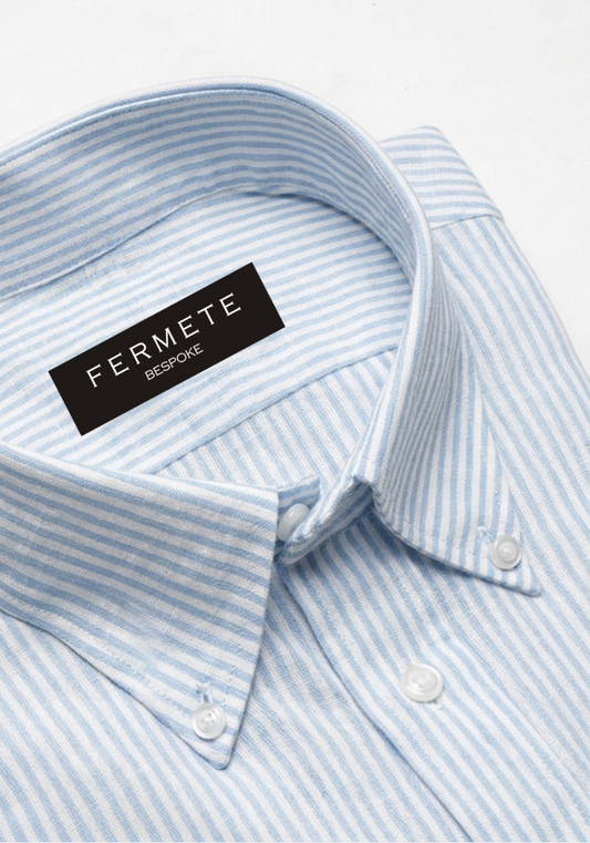 Ice Blue Summer Linen Stripes Shirt