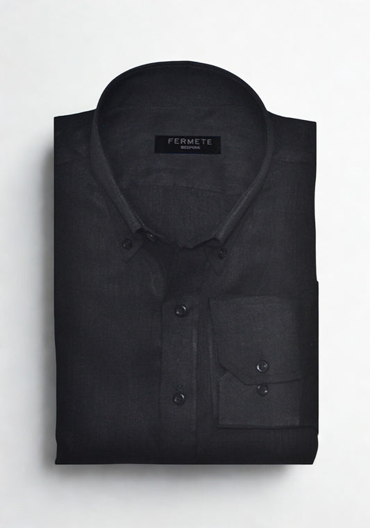 Jet Black Linen Shirt