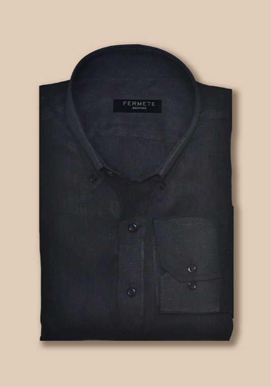 Jet Black Linen Shirt