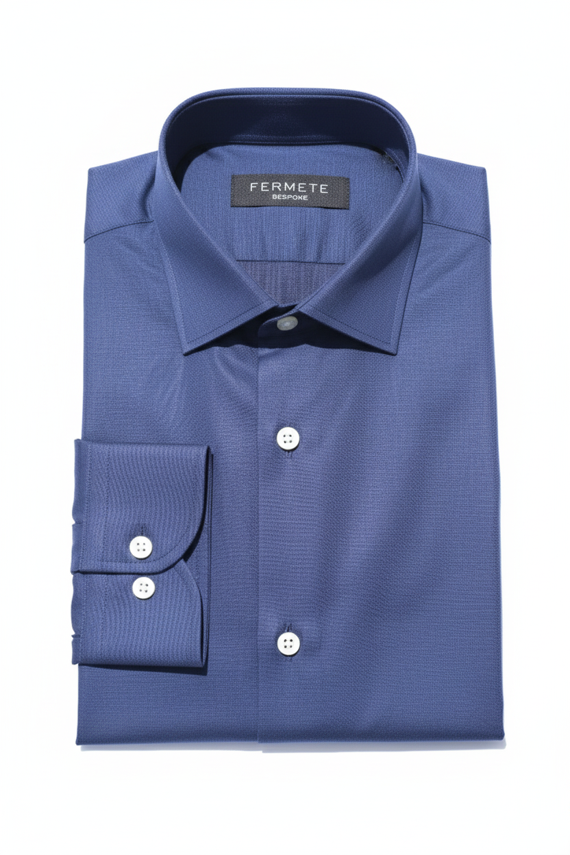 Midnight Blue Herringbone Shirt