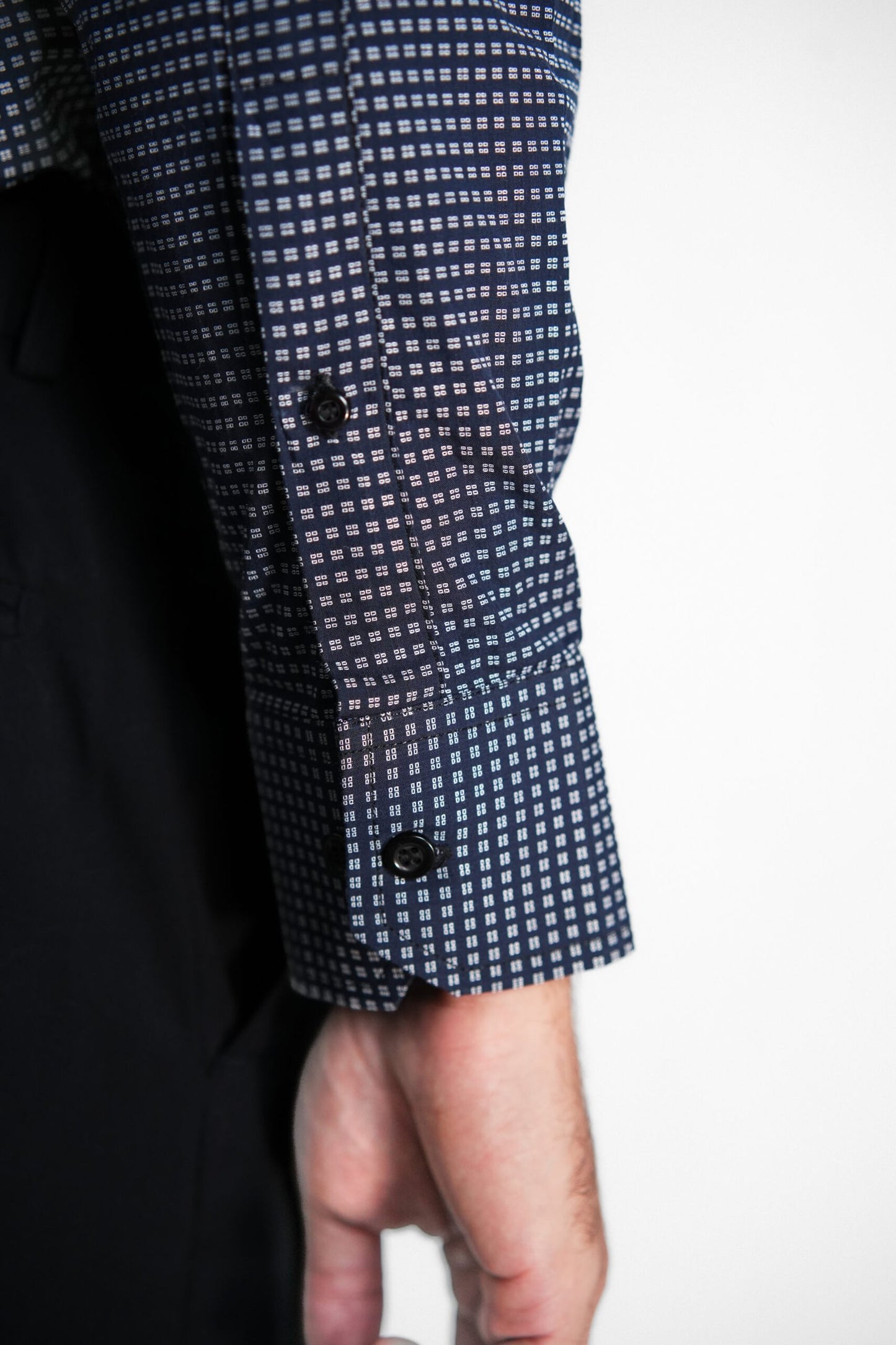 Midnight Blue Mini Boxes Structured Shirt
