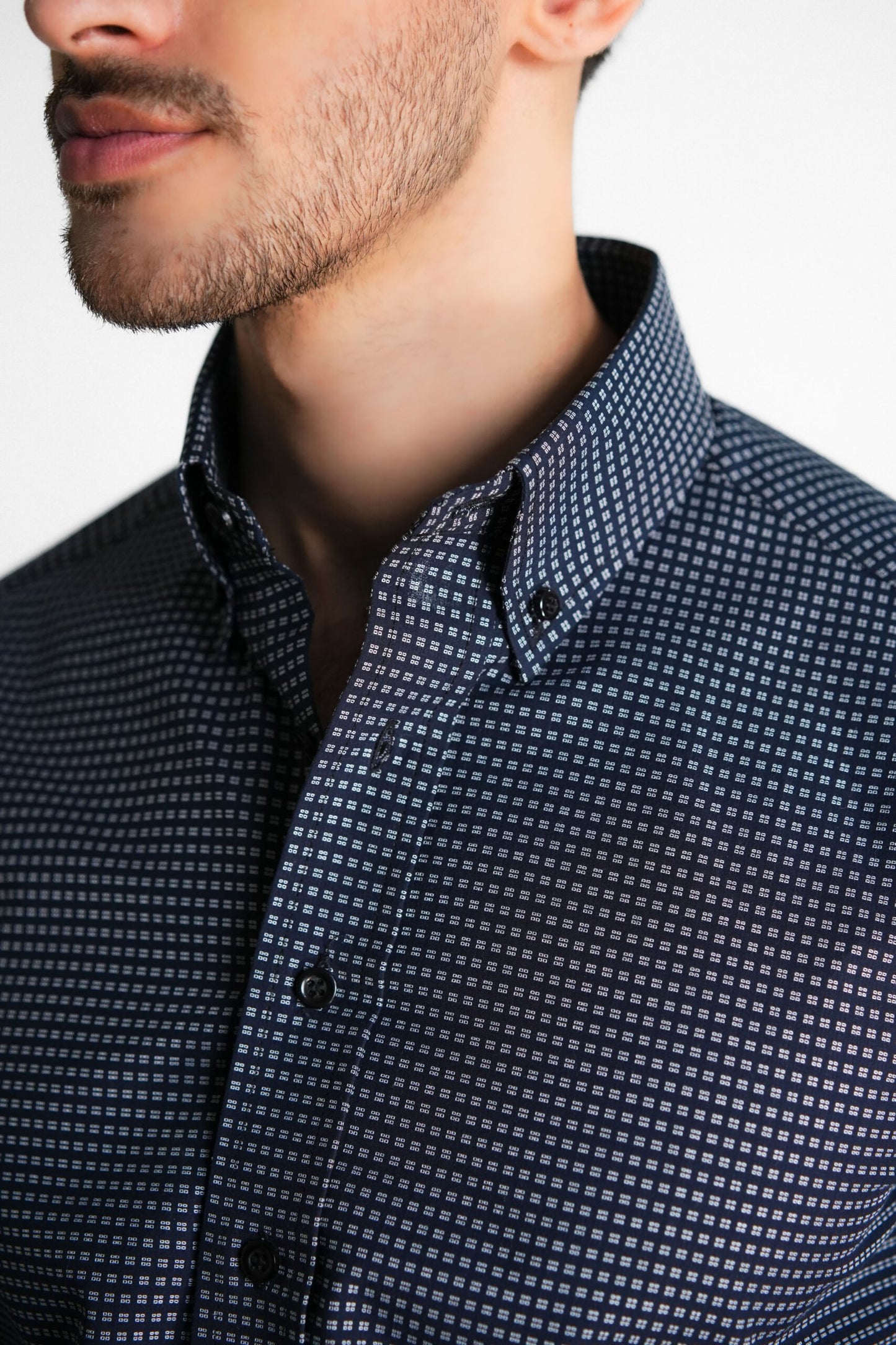 Midnight Blue Mini Boxes Structured Shirt