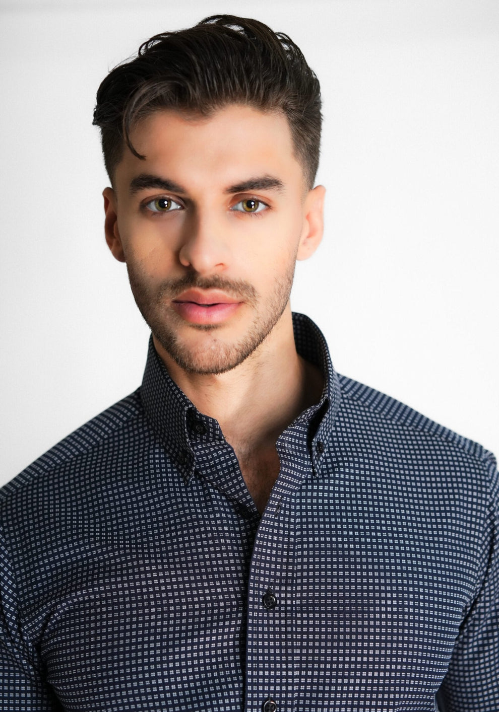 Midnight Blue Mini Boxes Structured Shirt