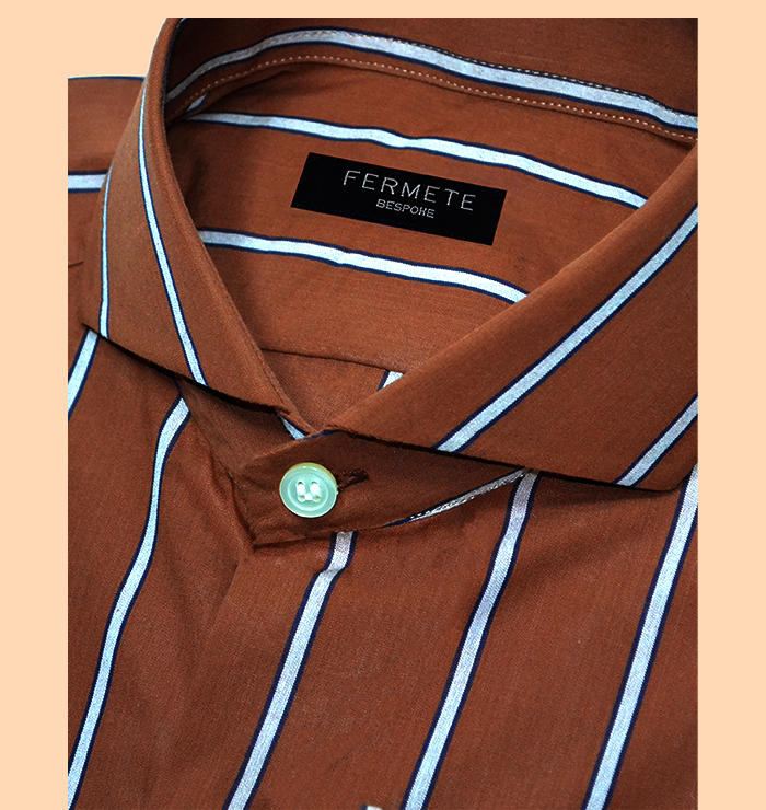 Mocha Brown Crisp Striped Shirt