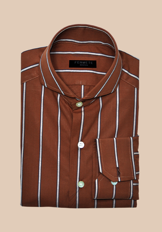 Mocha Brown Striped Crisp Shirt