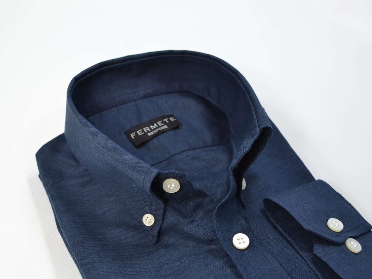 Navy Blue Sluby Cotton Linen Shirt