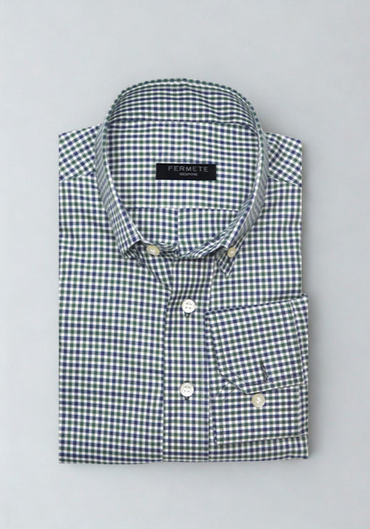 Navy Green Gingham Shirt