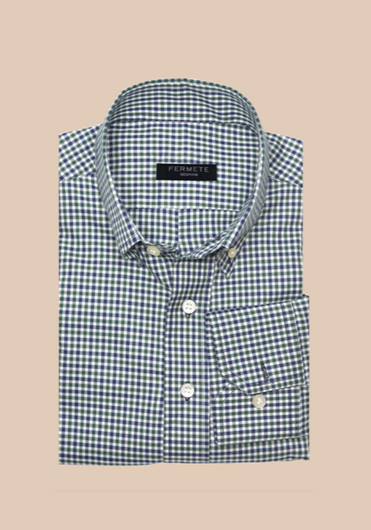 Navy Green Gingham Shirt