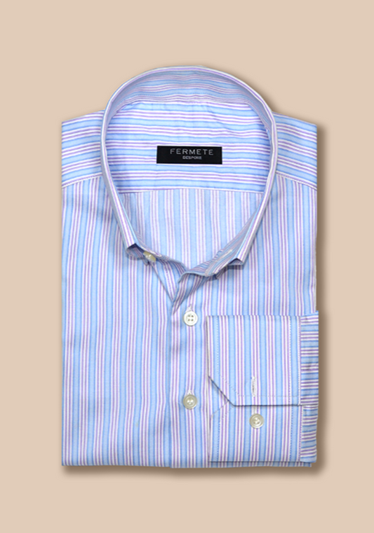 Pastel Blue Lavender Pinpoint Striped Shirt