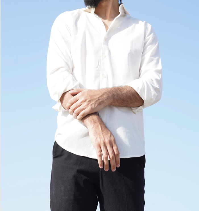 Pearl White Cotton Linen Shirt