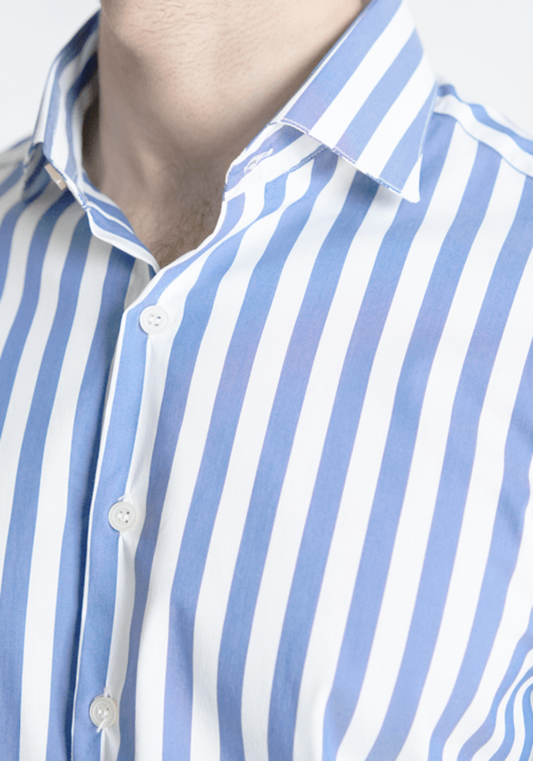 Sky Blue Bold Stretch Stripes Shirt