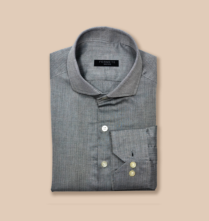 Grey Classic Herringbone Shirt