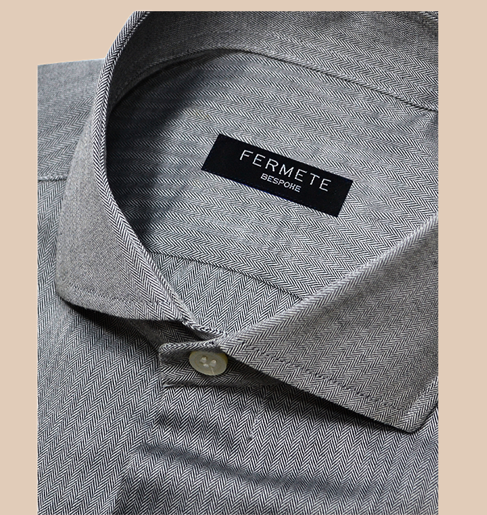 Grey Classic Herringbone Shirt