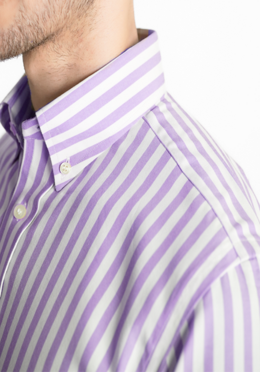 Soft Lavender Royal Oxford Bengal Stripes Shirt