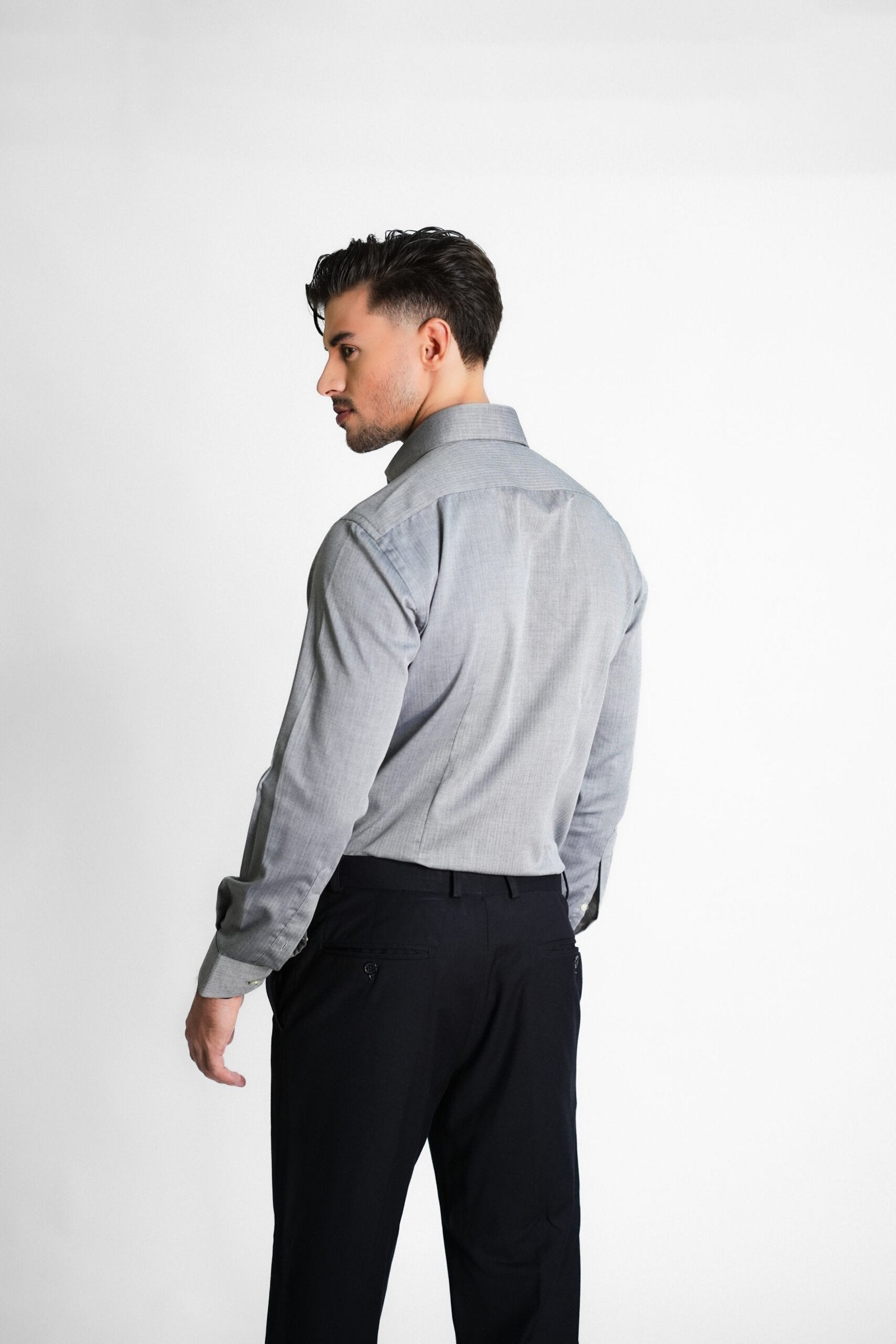 Soft Grey Herringbone Shirt