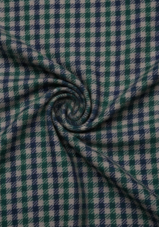 Soft Navy Green Gingham Winter Flannel Shirt