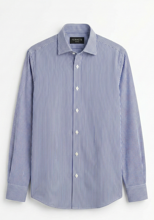 Soft Navy Narrow Stripes Shirt