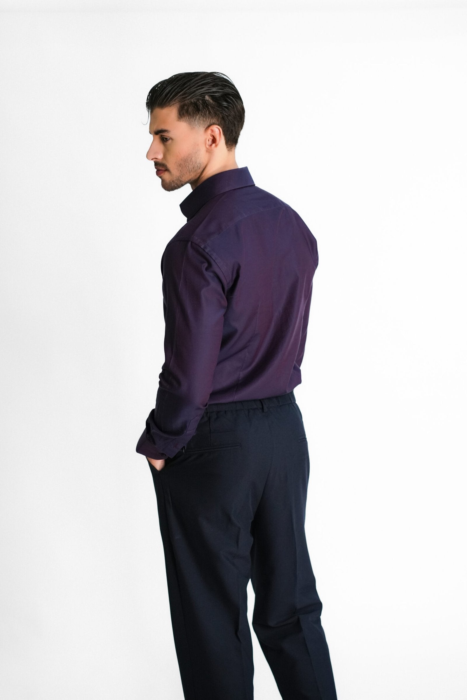 Soft Two Tone Plum Shirt - Easy Iron