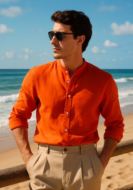 Tangerine Italian Linen shirt
