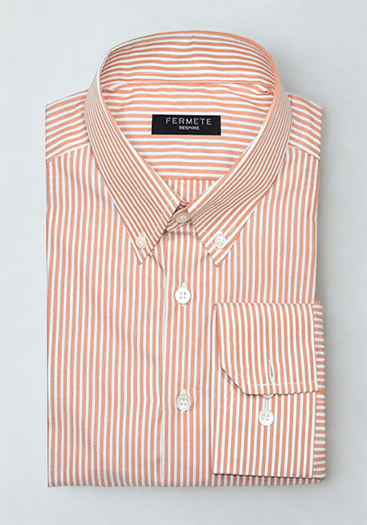 Tangerine Narrow Stripes 60's Poplin Shirt