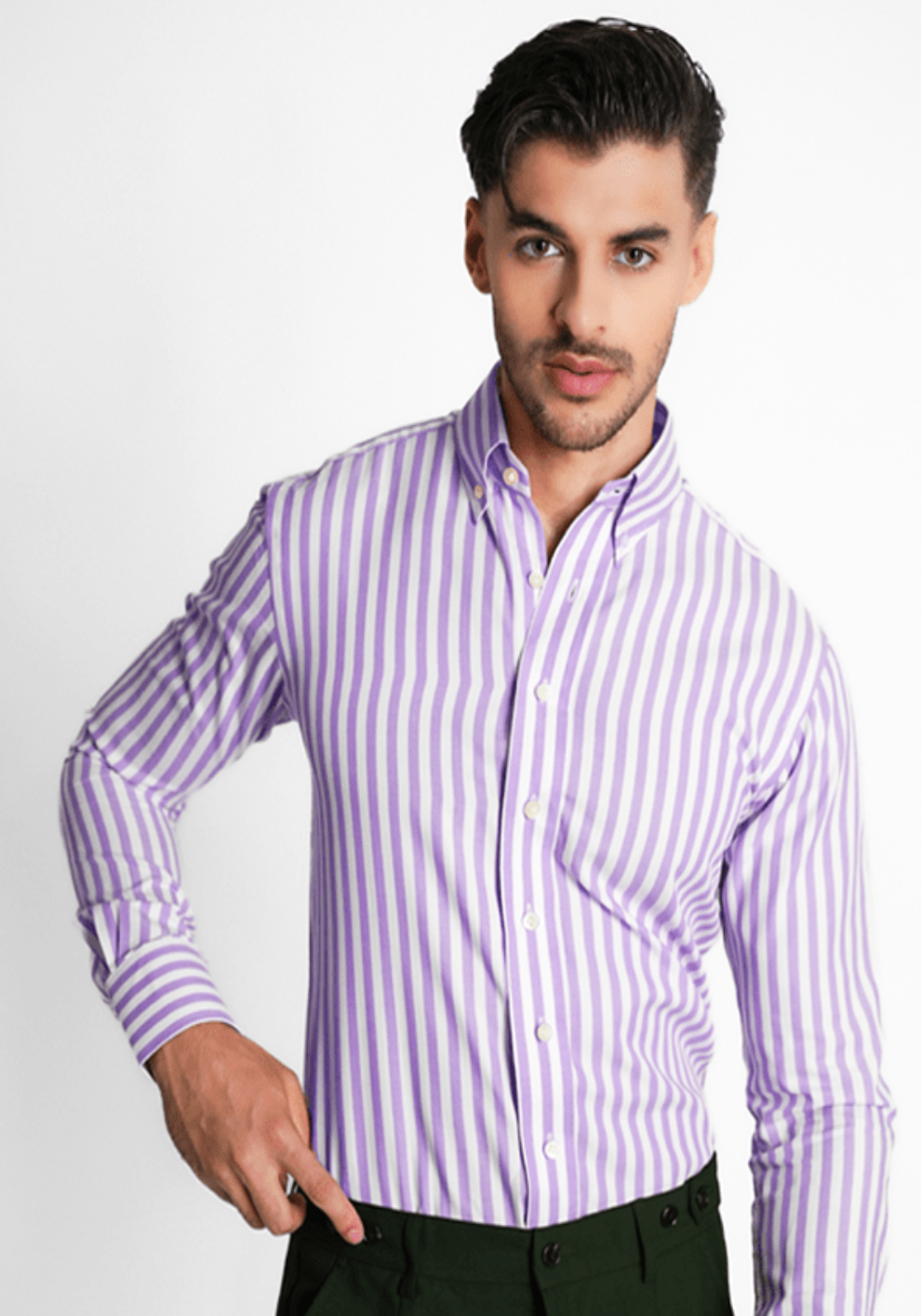 Lavender Royal Oxford Bengal Stripes Shirt