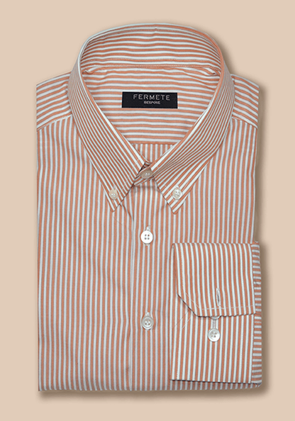 Tangerine Narrow Stripes 60's Poplin Shirt