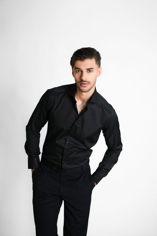 Black Bold Glossy Twill Shirt