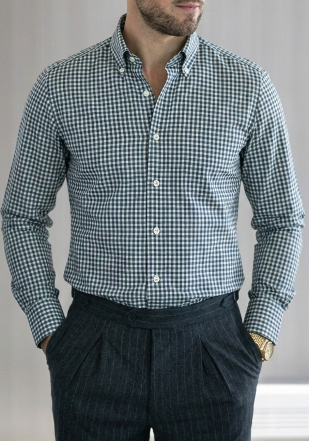 Blue And Green Gingham Shirt