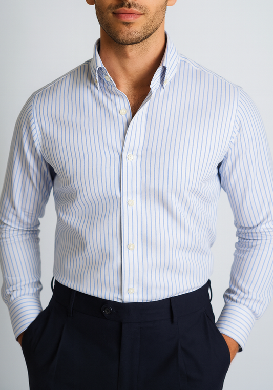 Blue Royal Oxford Pencil Stripes Shirt
