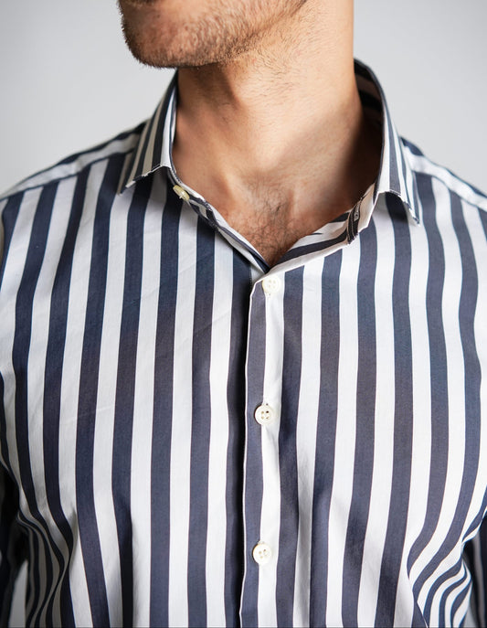 Bold Charcoal Stretch Stripes Shirt