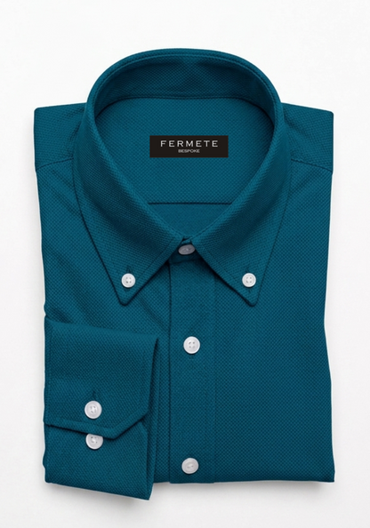 Bottle Green Structured Shirt - Button Down Collar